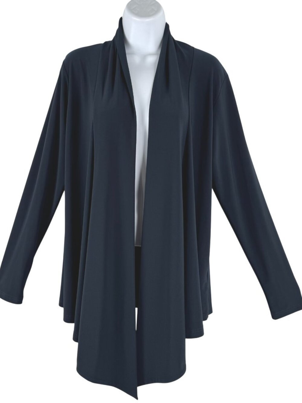 Sympli Open Front Cardigan Size 12 Navy Blue Stretch Long Sleeve CJ-2417